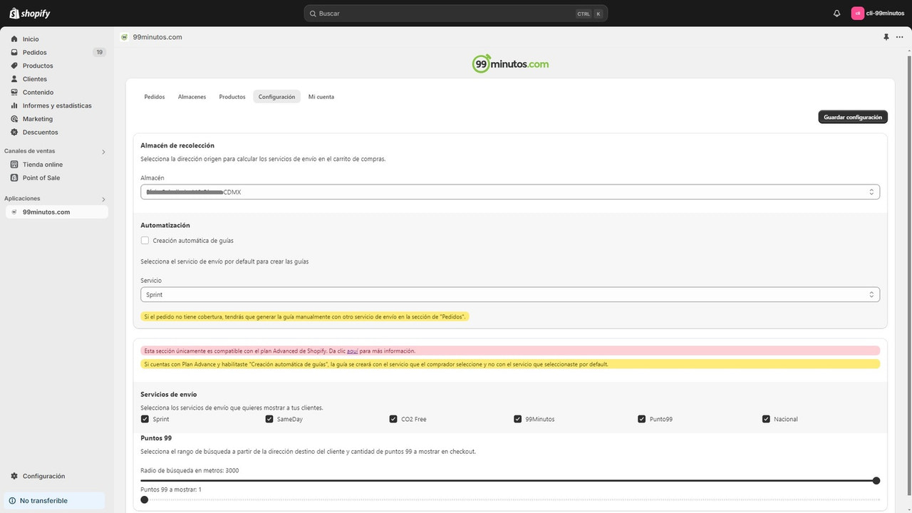 Configuración general
