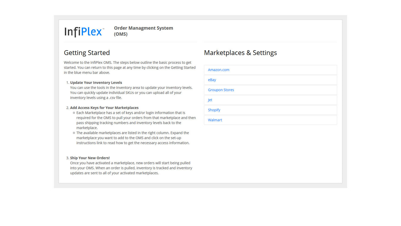 InfiPlex OMS Getting Started