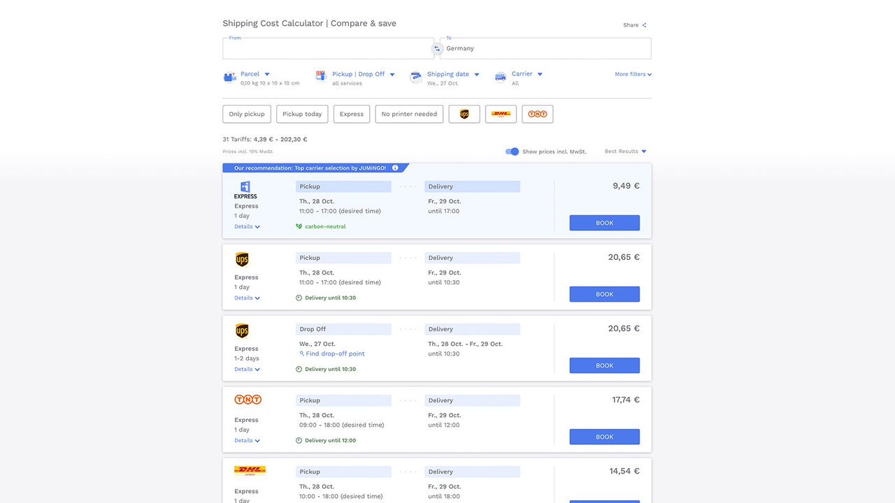 JUMiNGO Shipping Cost Calculator