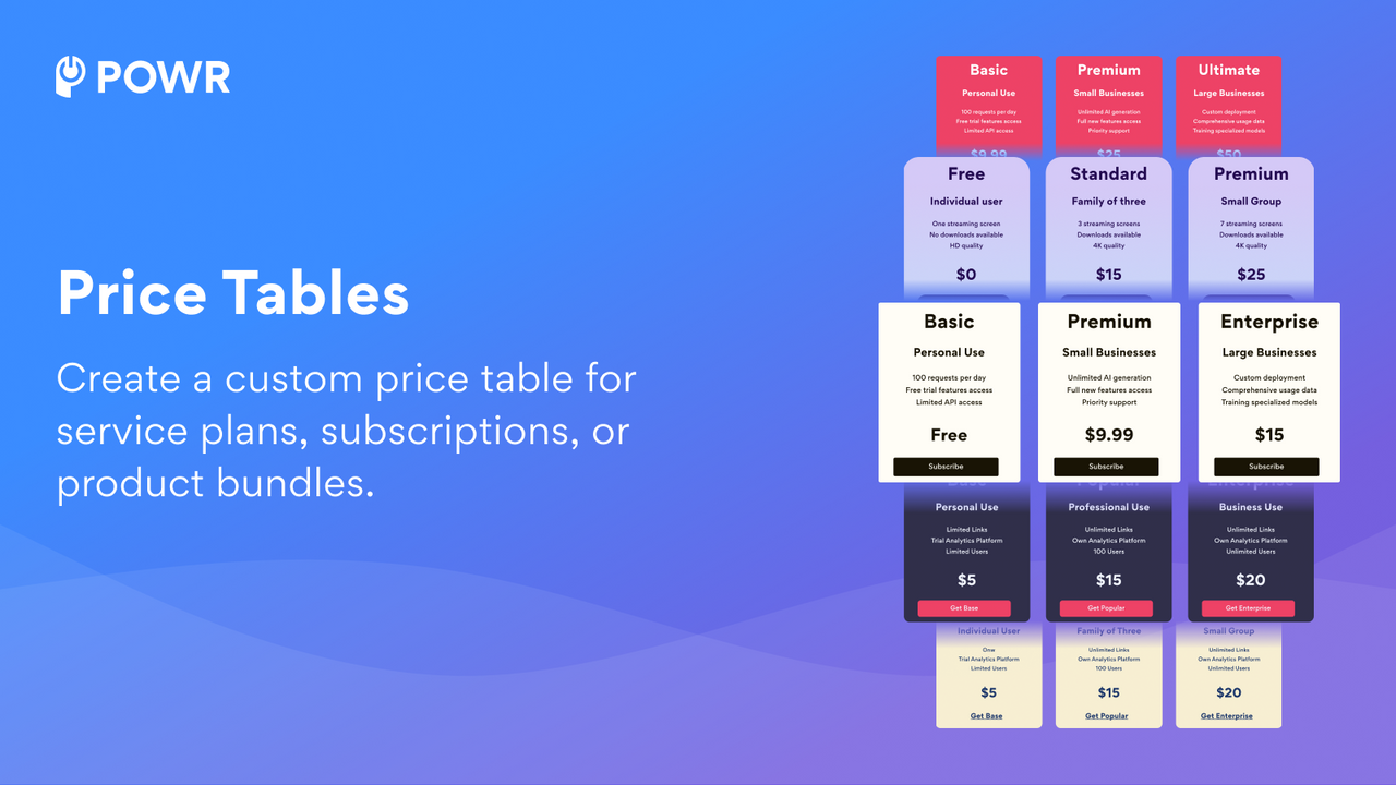 POWR: Pricing Table Comparison