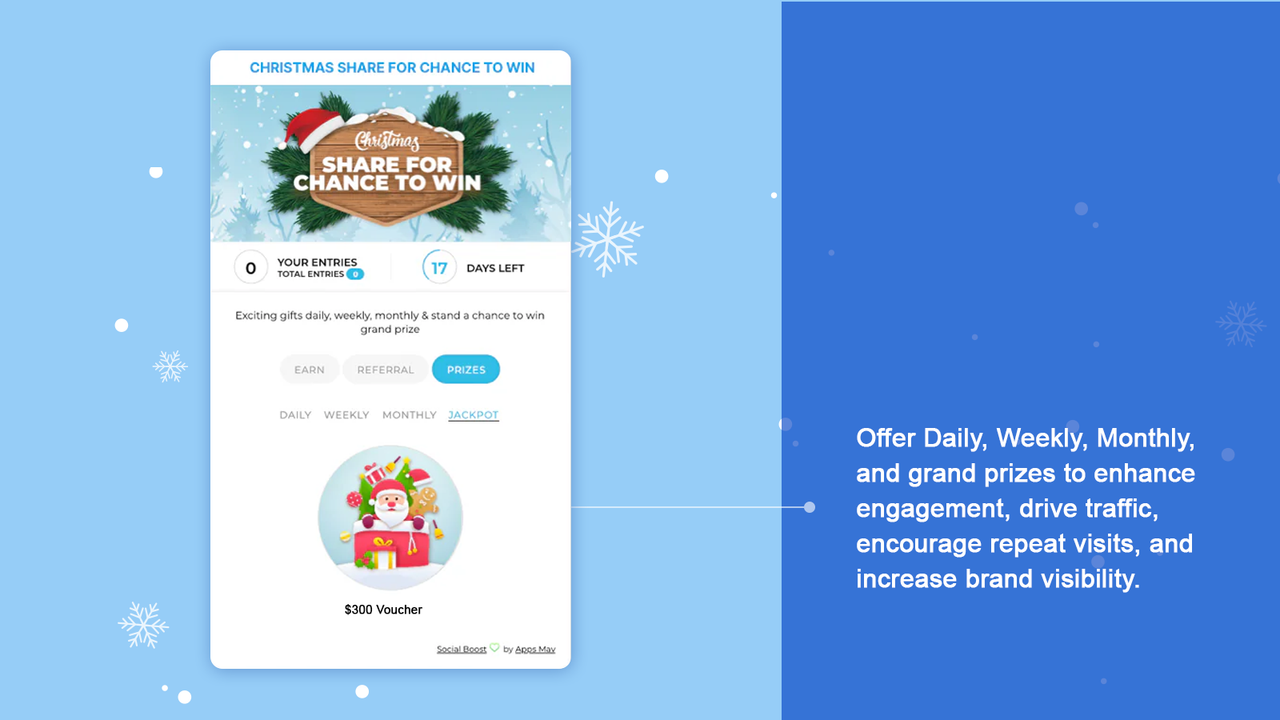 Daily, weekly, monthly , grand prize draws. and, instant win