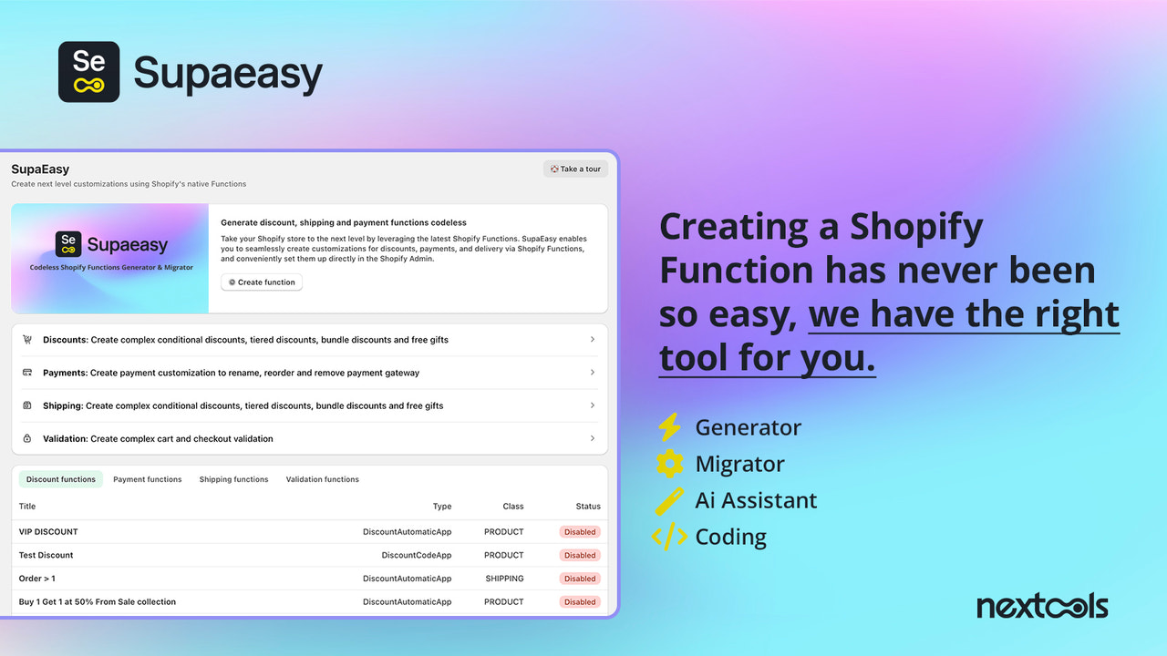 Supaeasy: Shopify Functions Generator & Migrator