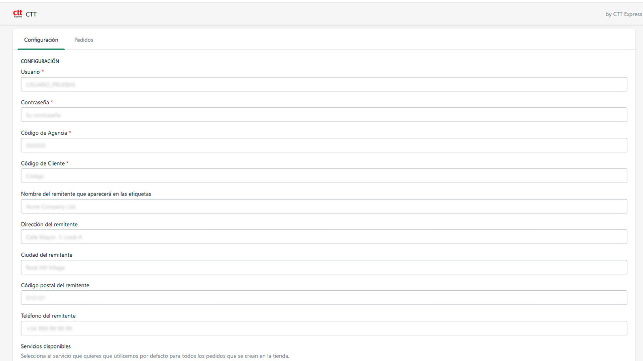 Manage the connection parameters with CTT.