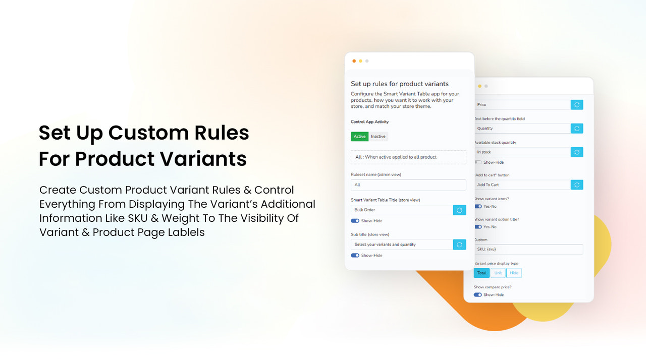 Set up custom rules for product variants