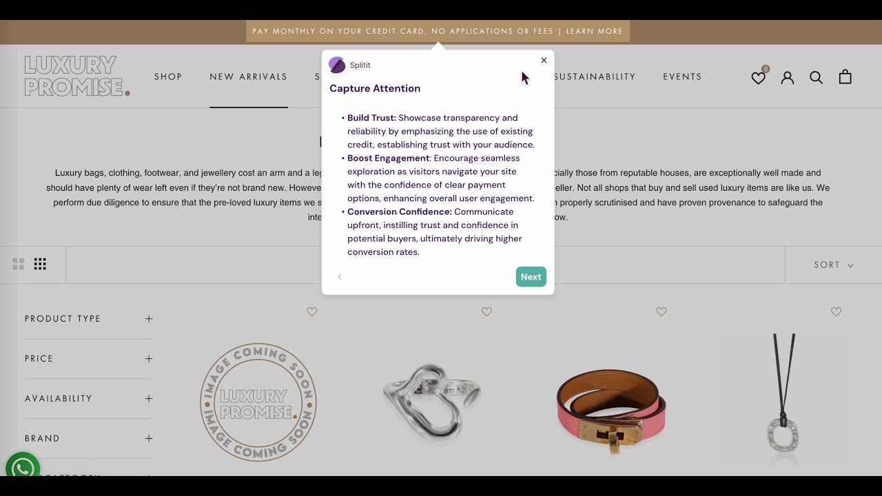 Splitit On‑Site Messaging