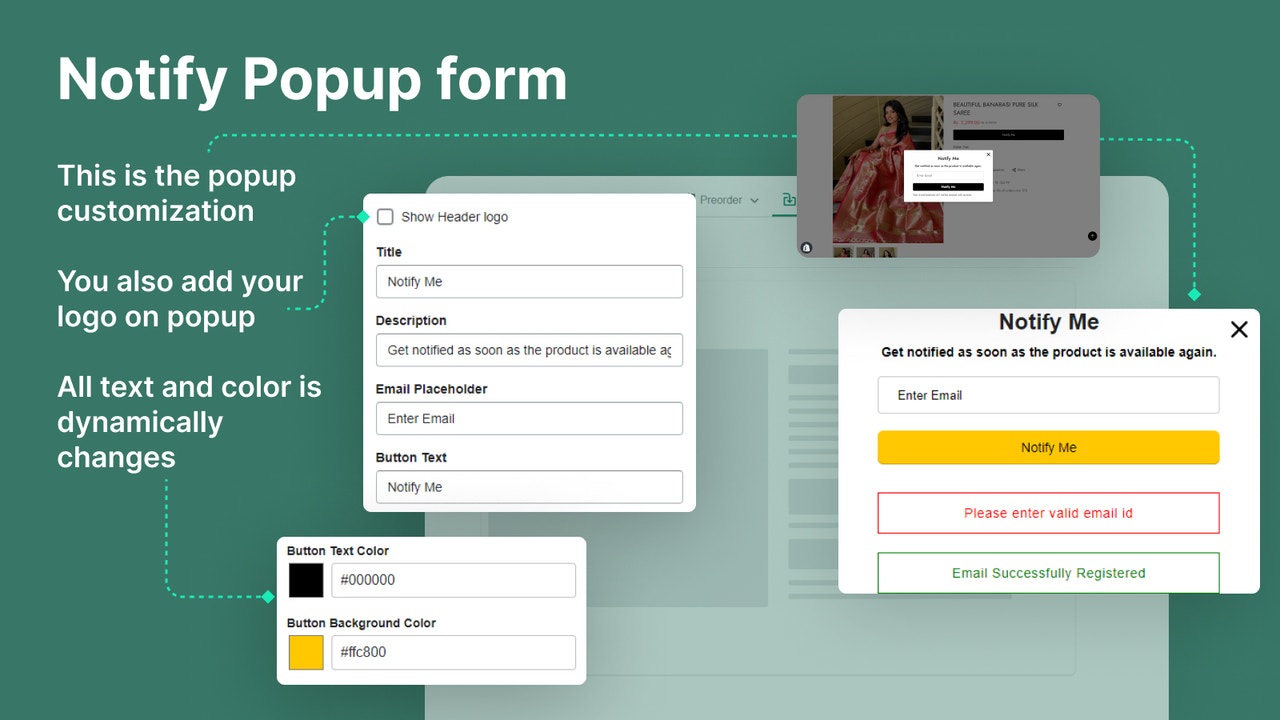 Dashboard showing Back In Stock Alert app setup for notification