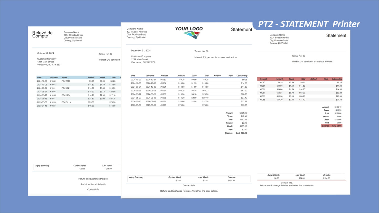 PT2 ‑ Statement Printer