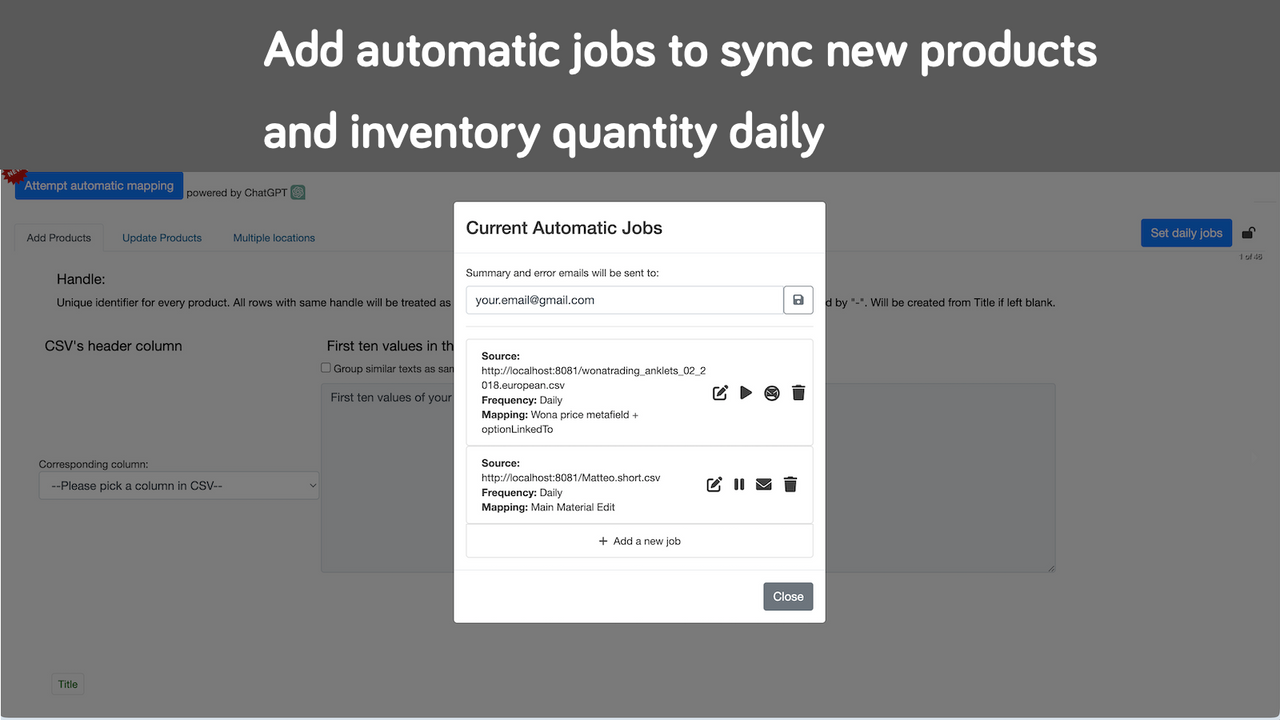 set daily sync jobs for HTTPS and Google Drive sources