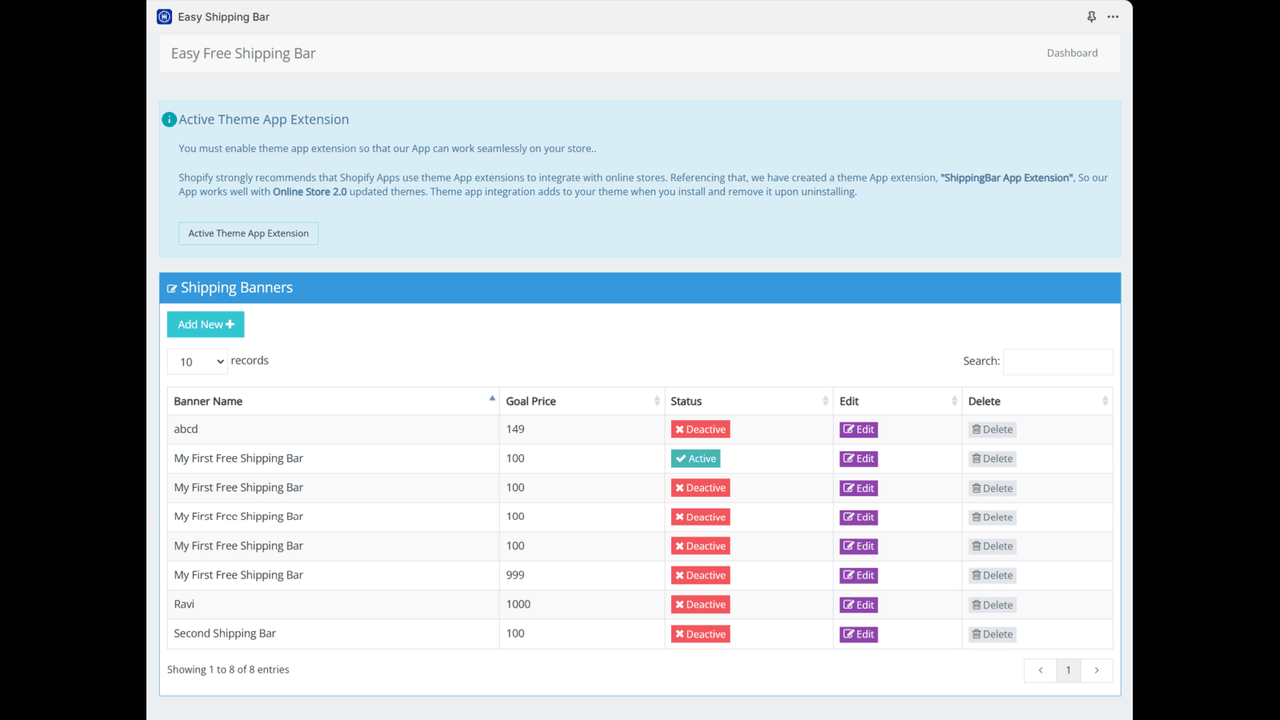 Easy Shipping bar demo