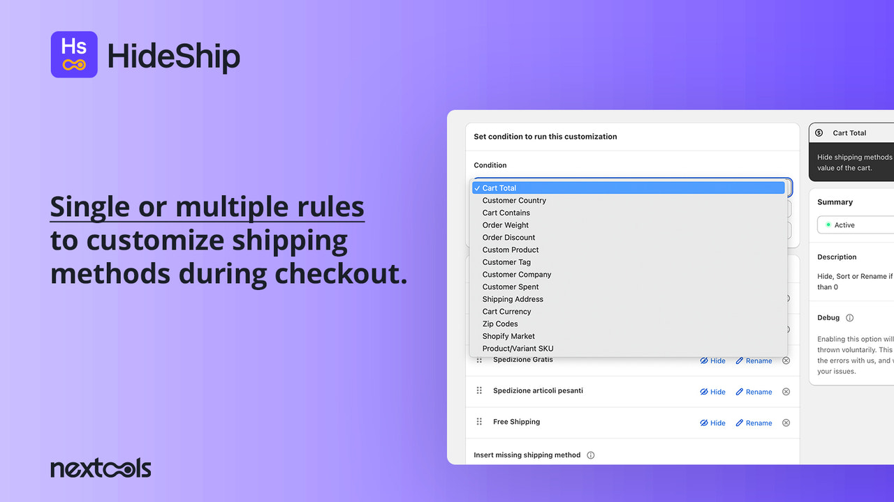 HideShip: Hide & sort shipping methods