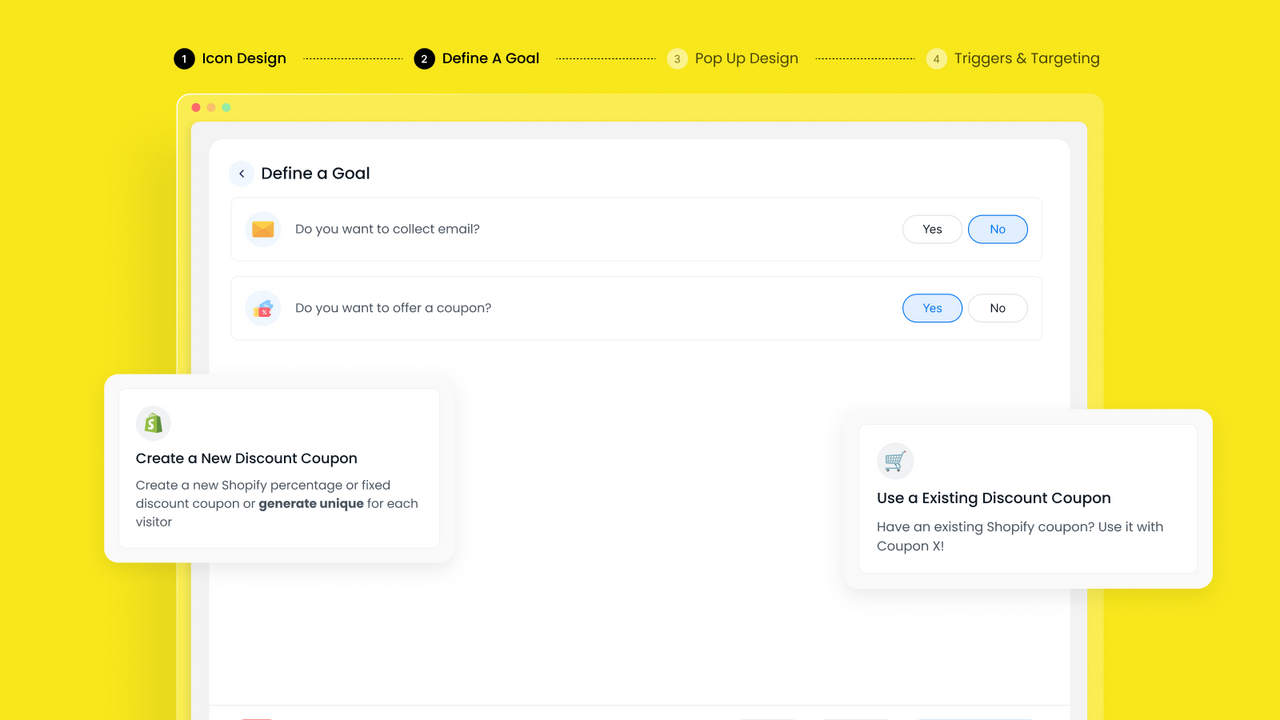 Set up your coupon code, it can be a unique or existing discount