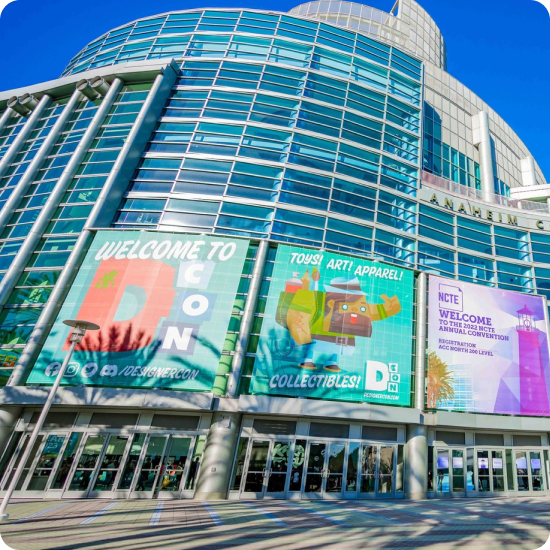 A view of a commercial building with hoardings