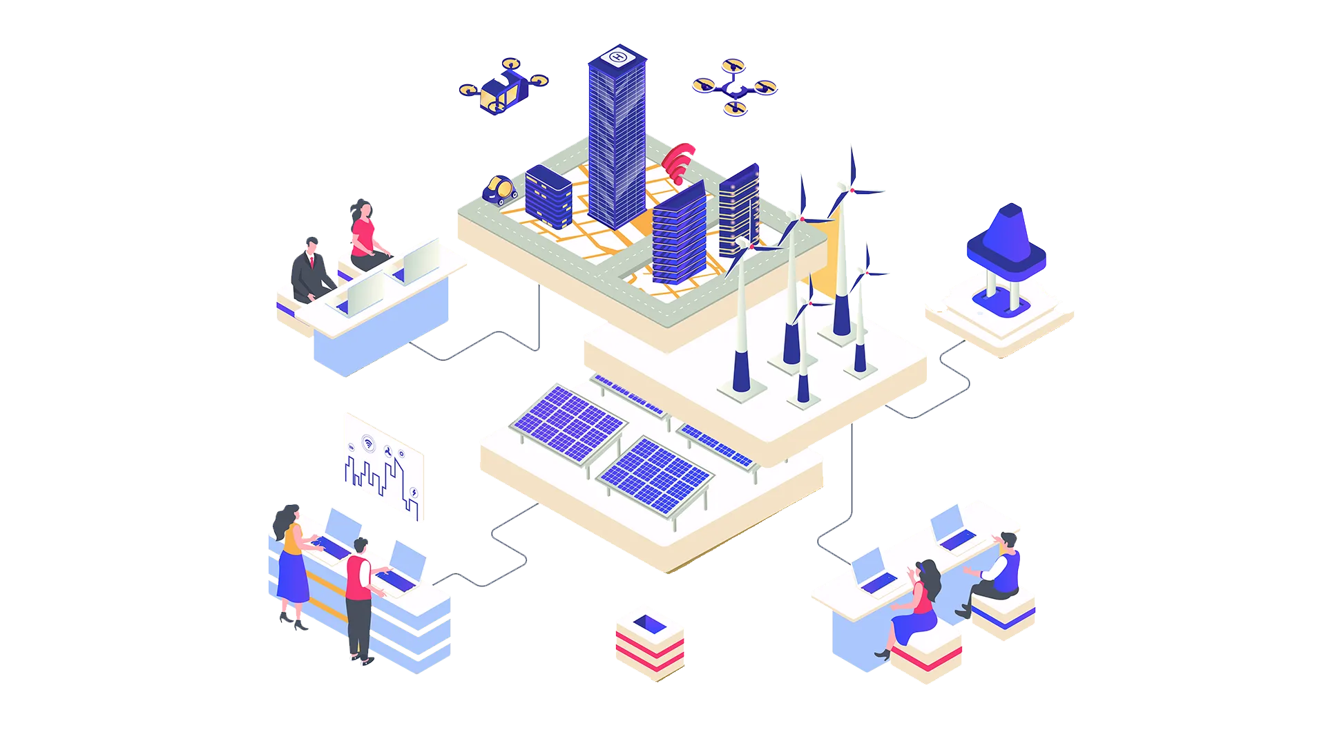 Ilustración de una red eléctrica gestionada desde un sistema GIS