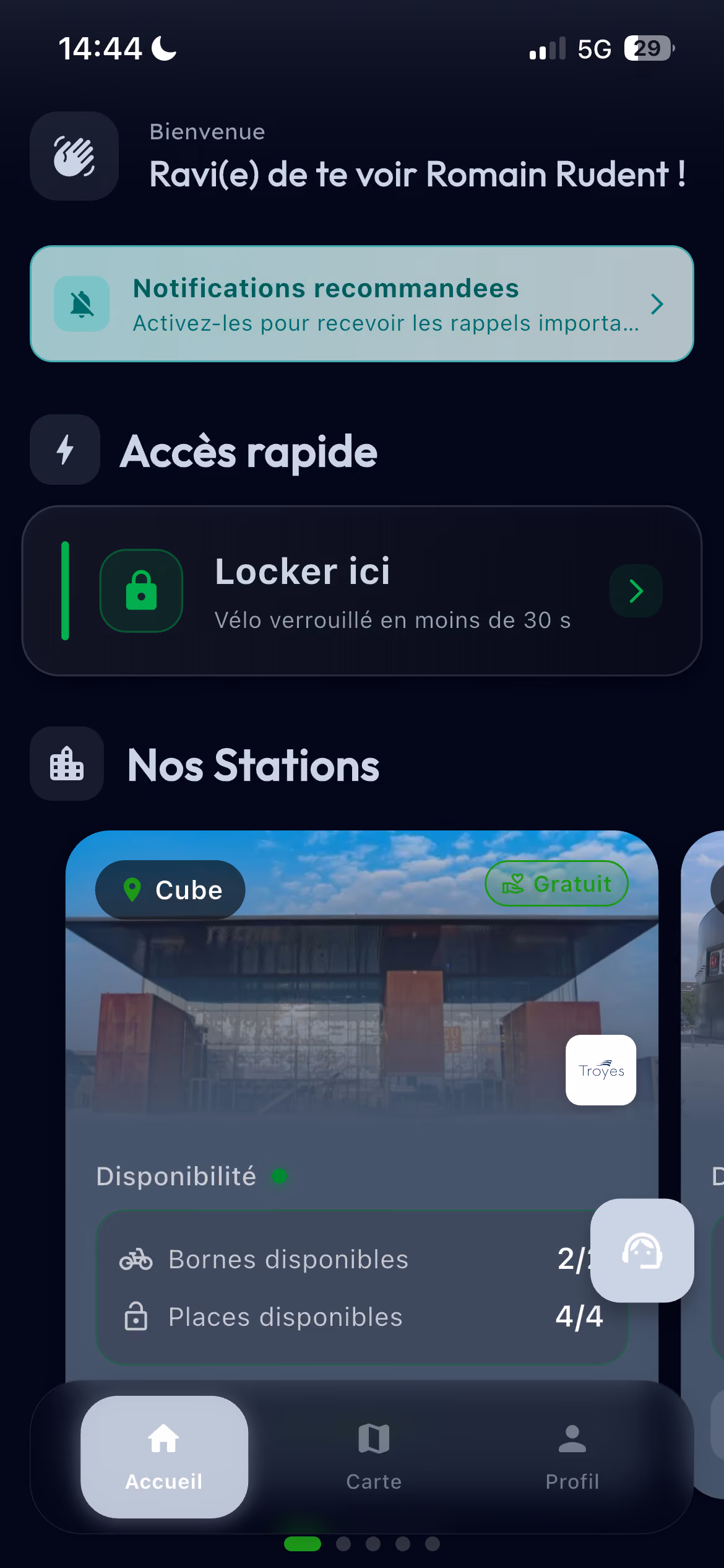 Application mobile V-Lock pour verrouiller gratuitement son vélo sur une borne en moins de 30 secondes