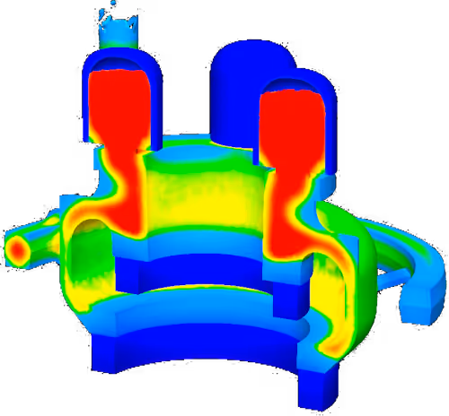 Sand Casting Simulation Software showing temperature field distribution