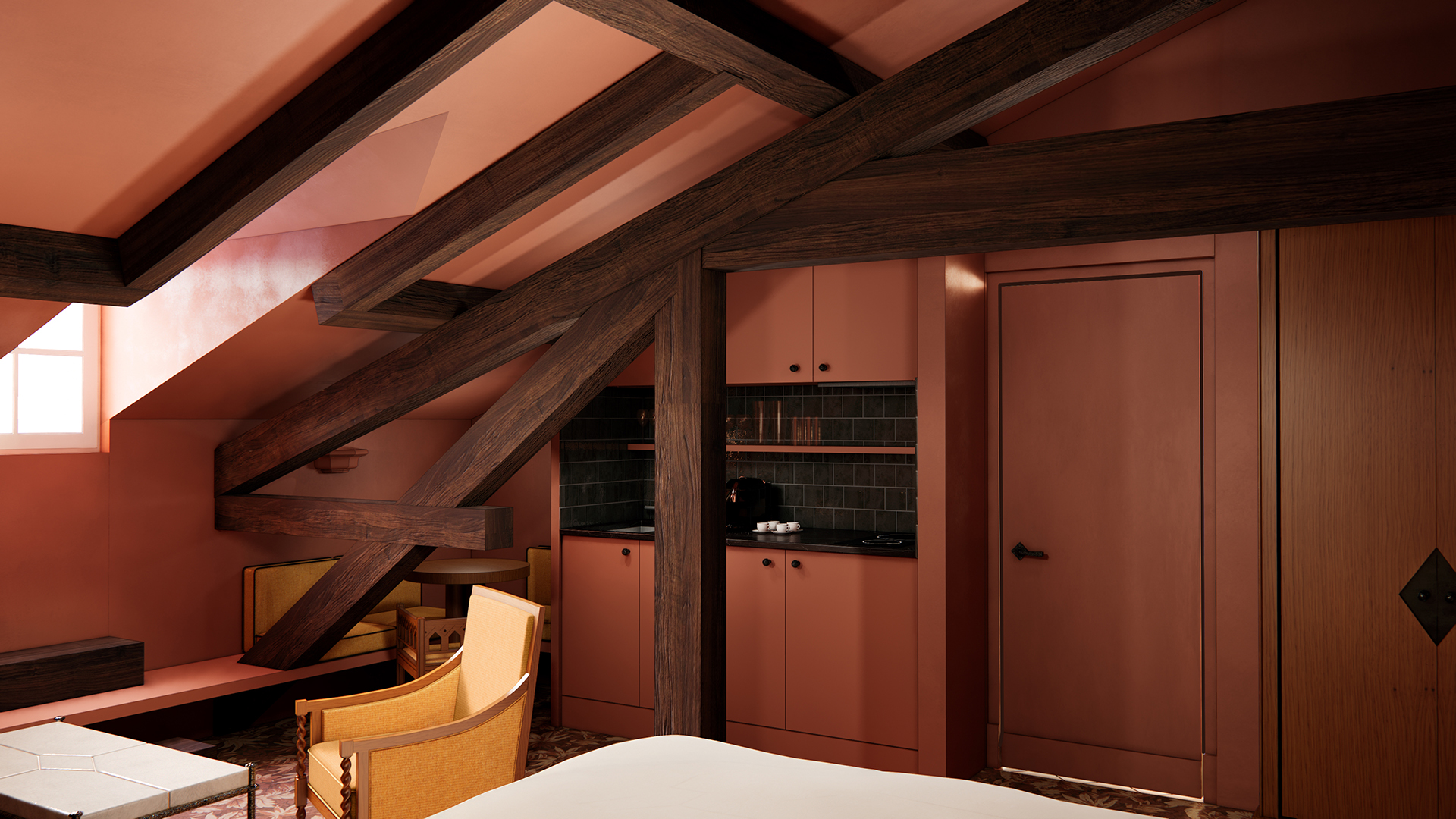 Attic Rooms at the Grand Hôtel Capitole, Khaki