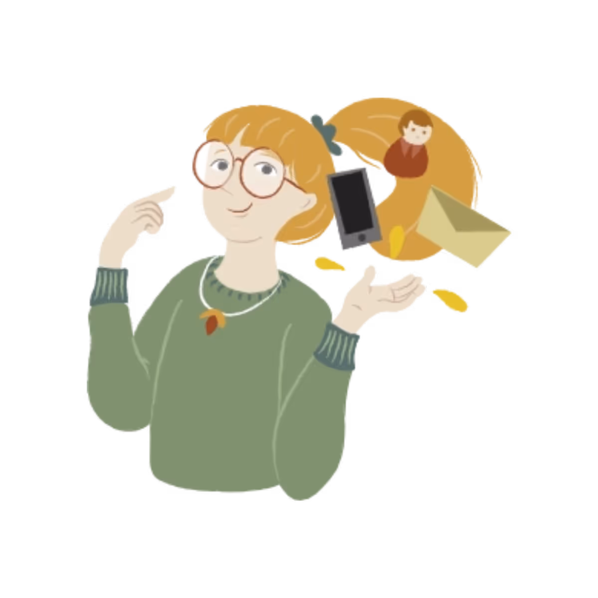 femme avec des moyens de communication Une femme qui prend différents moyens de communication