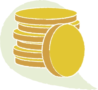 Illustration d'une pile de pièces jaunes avec une pièce posée devant.