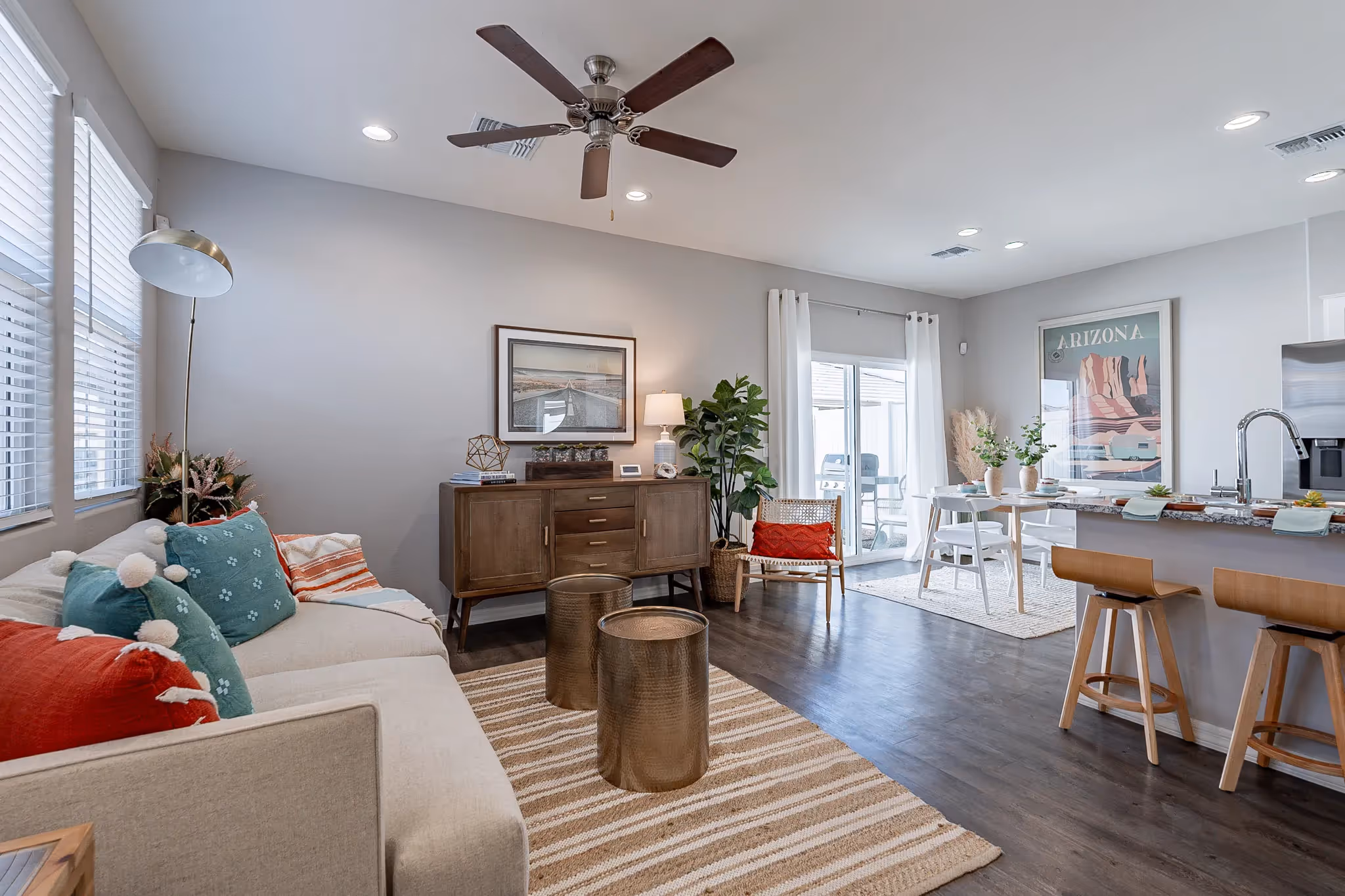 living room and dining