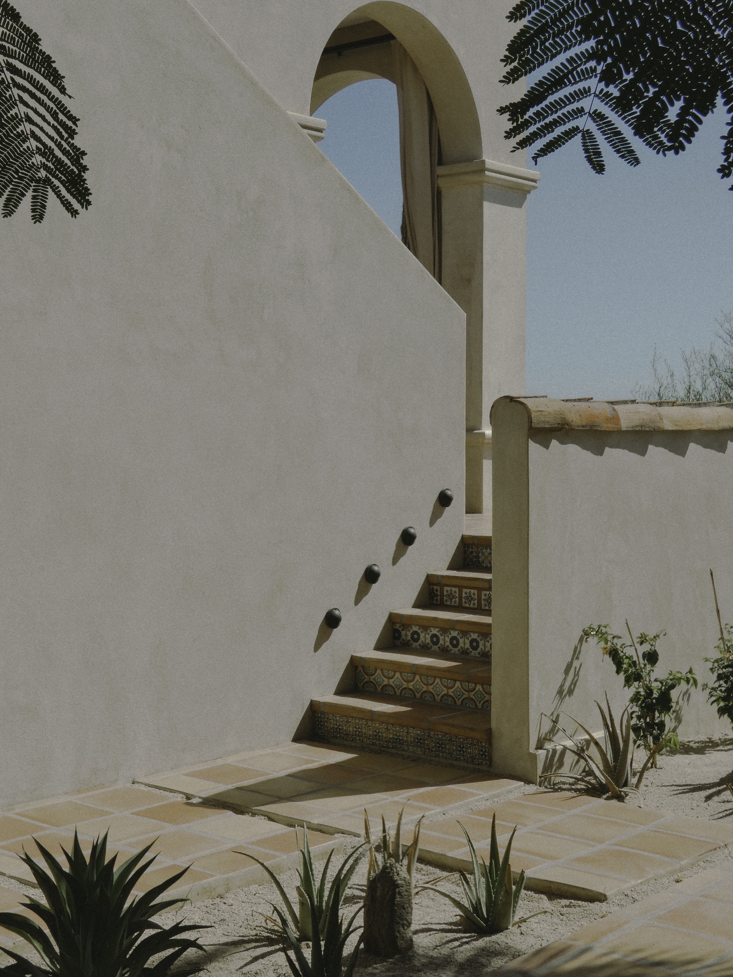 An outdoor staircase at the MEA Baja campus