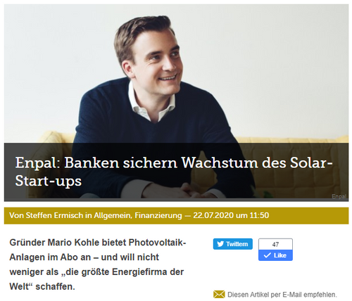 Enpal: Banken sichern Wachstum des Solar-Start-ups