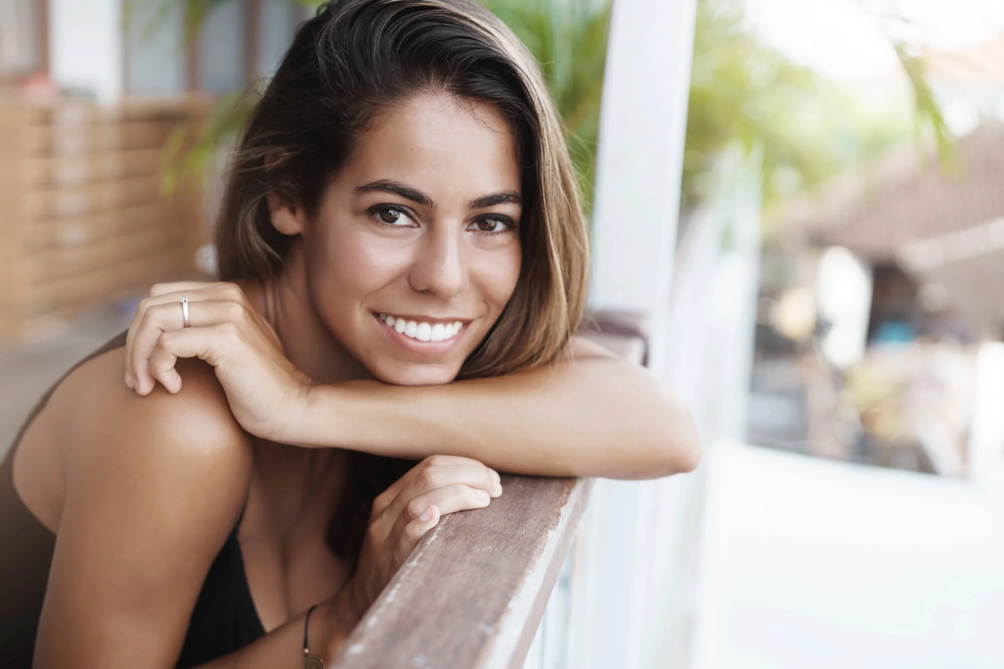 Confident smile with dental implants in Houston.