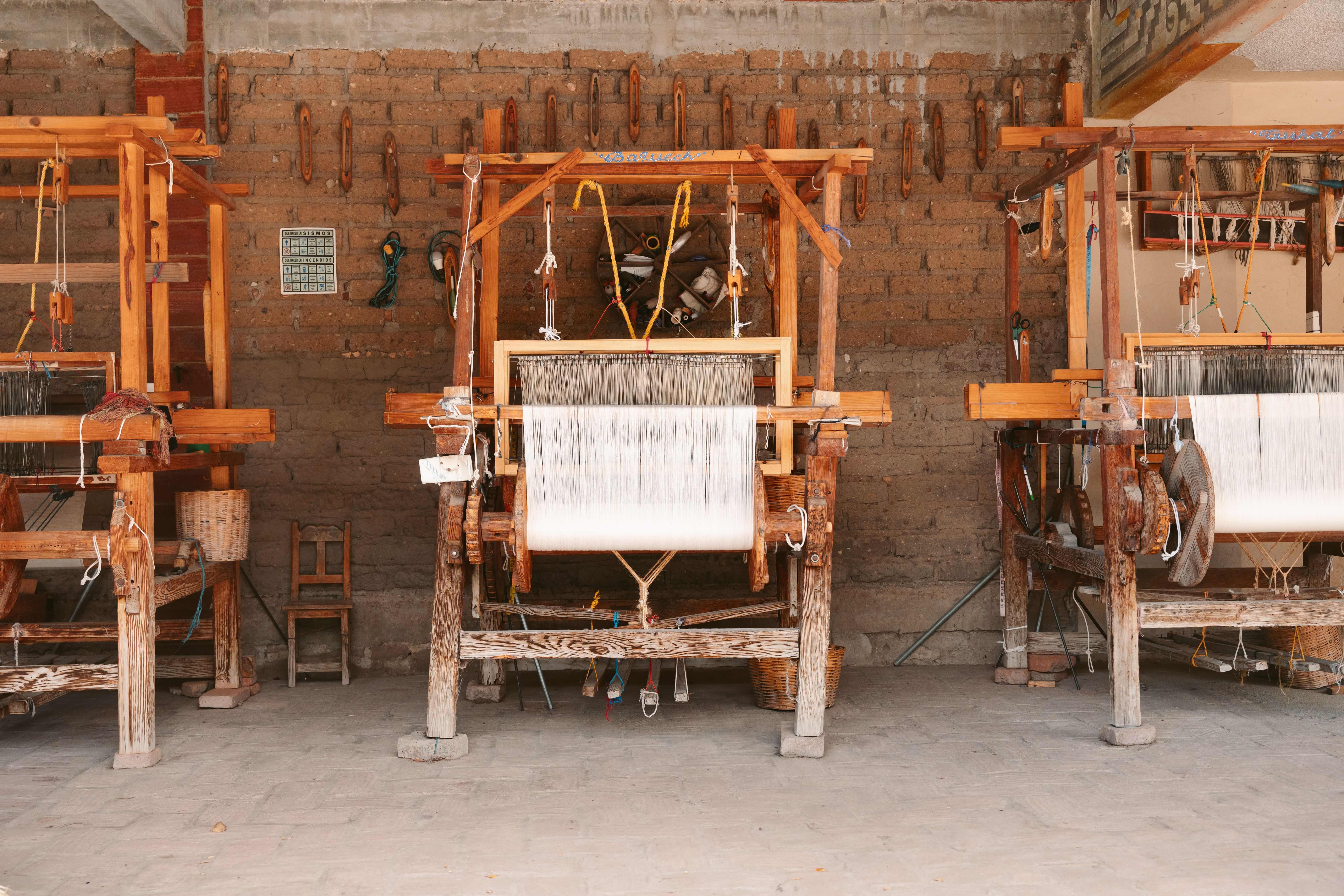 Oaxaca artisan gruide weaving looms