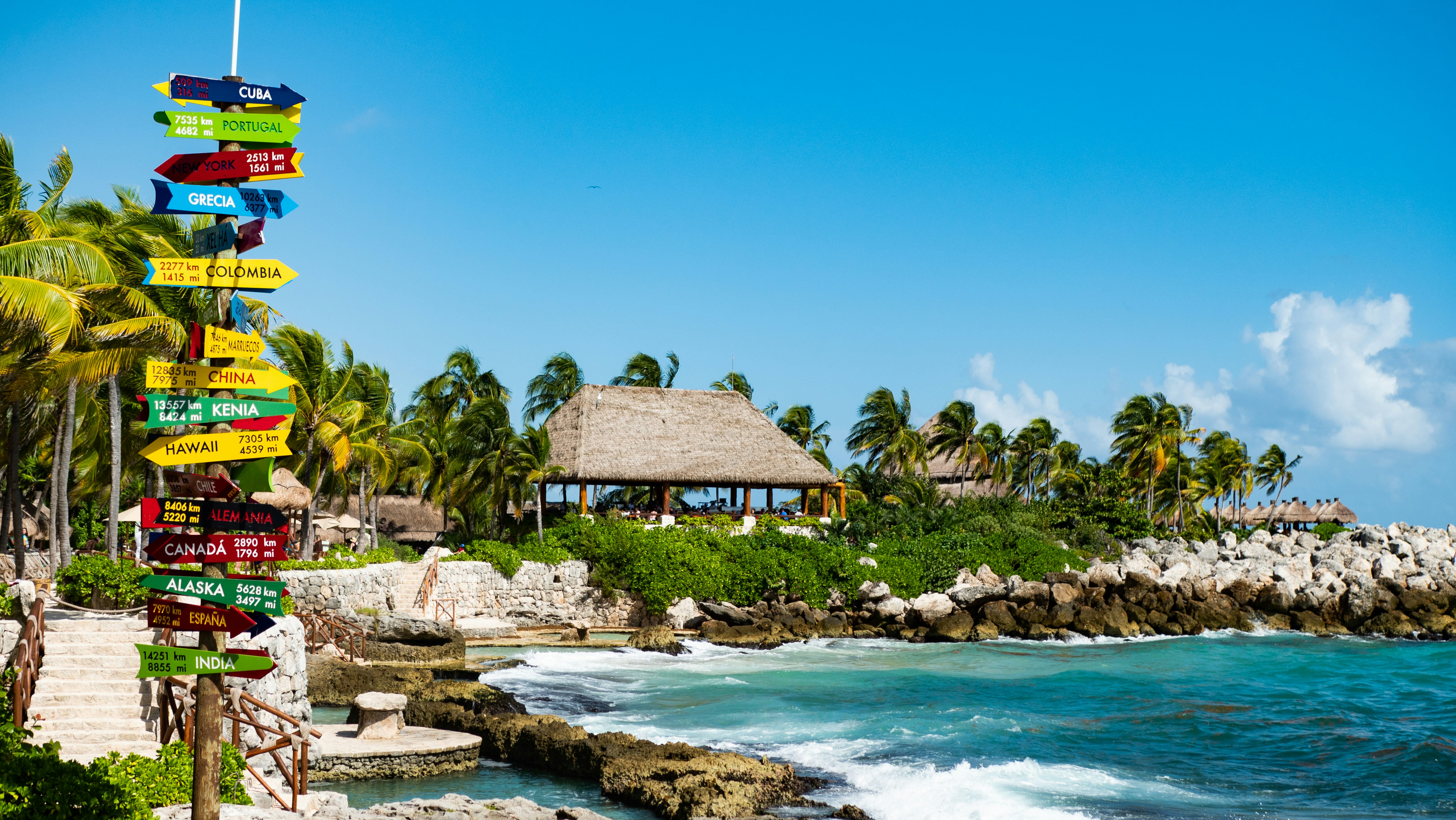 A 2026 Guide to the Best Yucatán Tours – Holbox coastline with palm trees and ocean view.