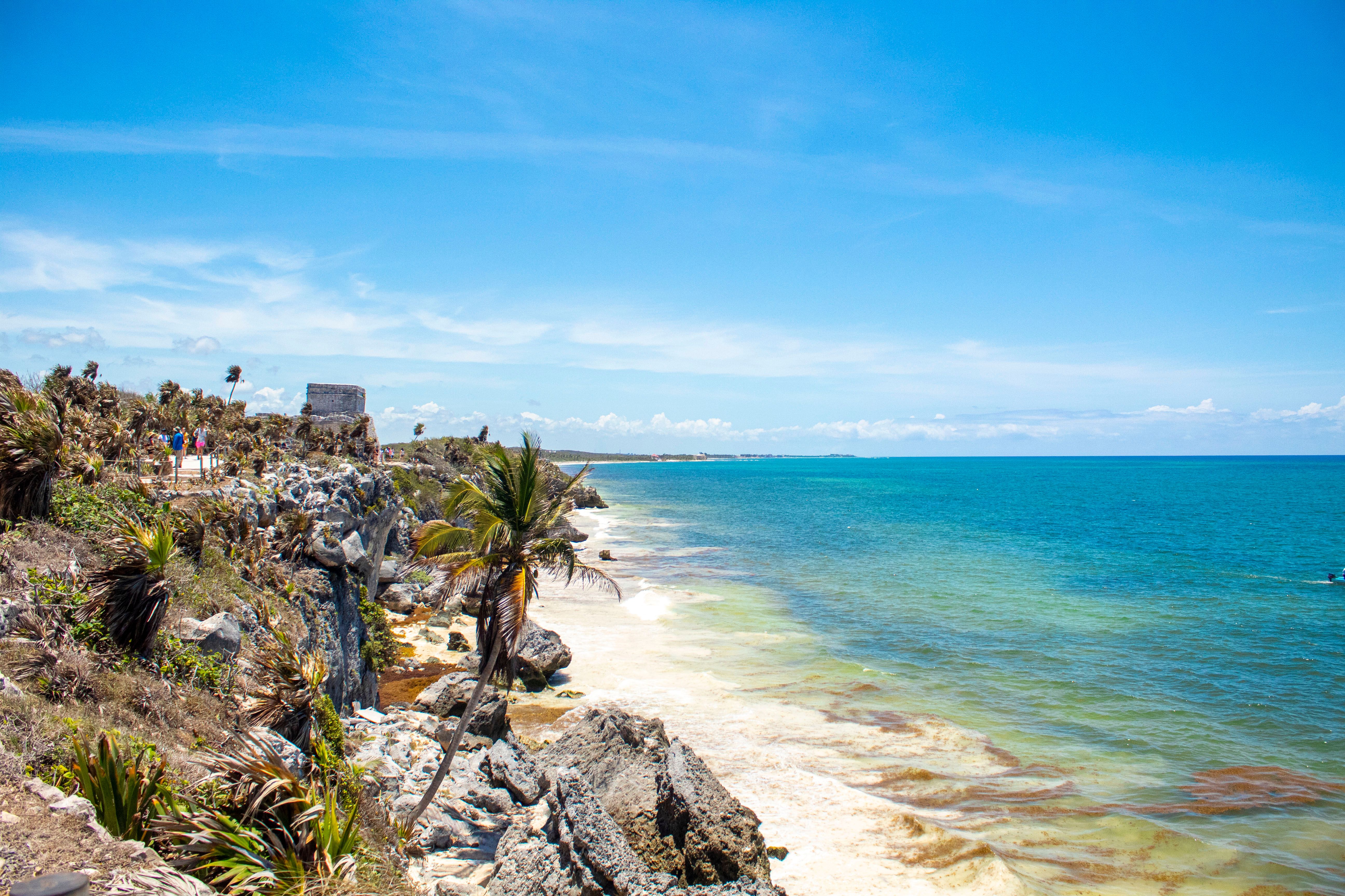 Complete Tulum Ruin Beach Site Below the Ruin