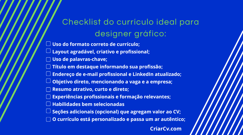 Checklist para a elaboração de um curriculum vitae para designers de sucesso