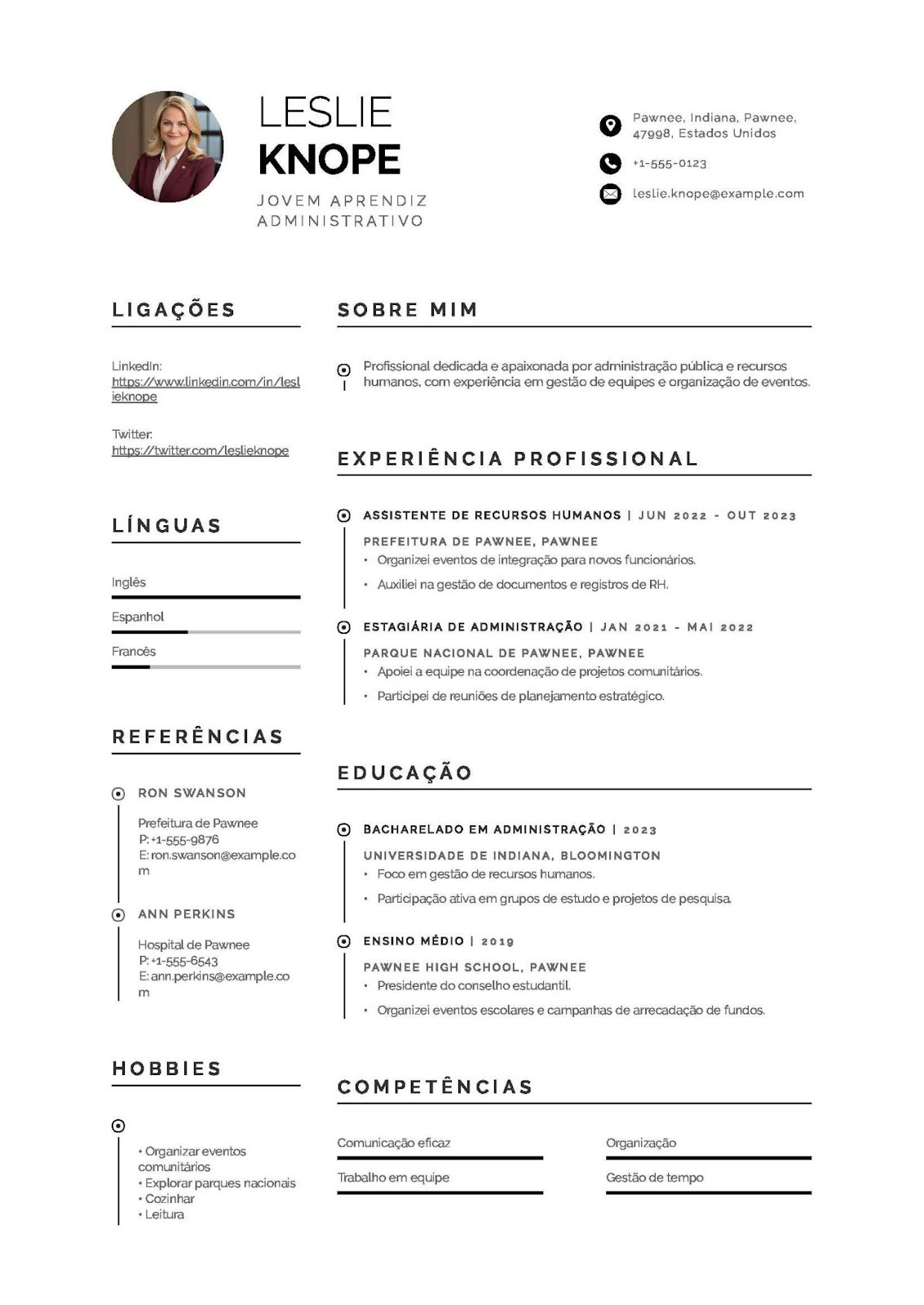 Currículo de jovem aprendiz administrativo (RH)