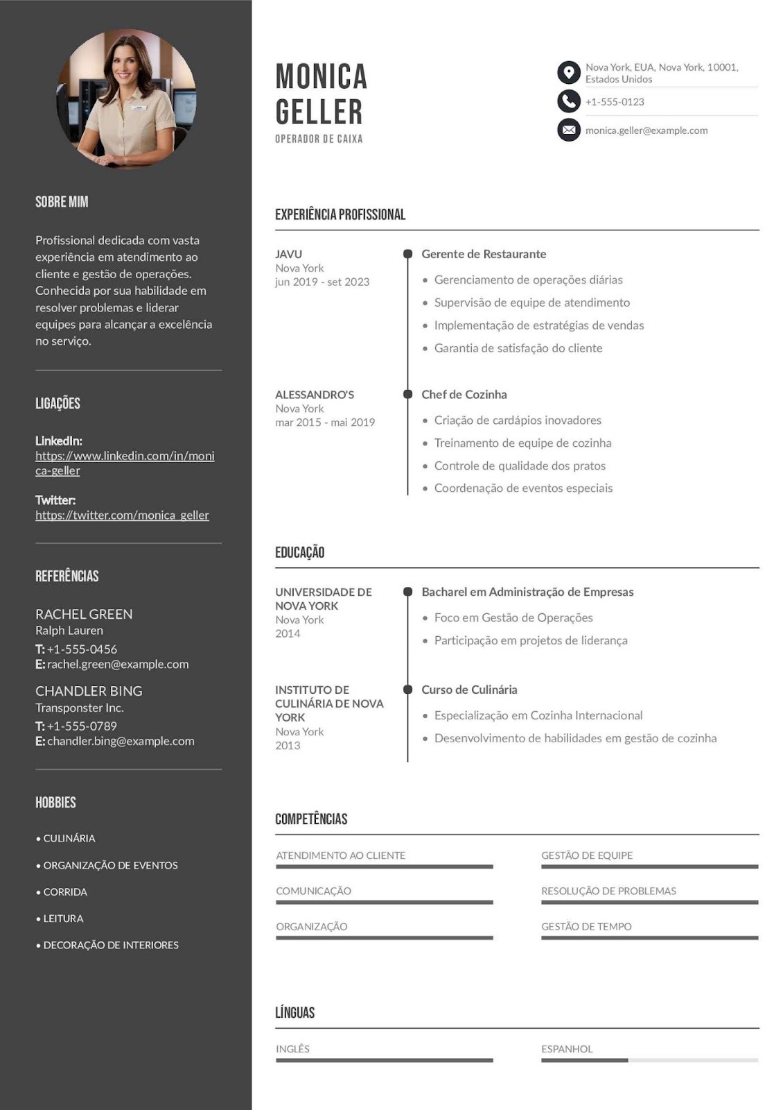 Modelo de currículo para operador de caixa de supermercado