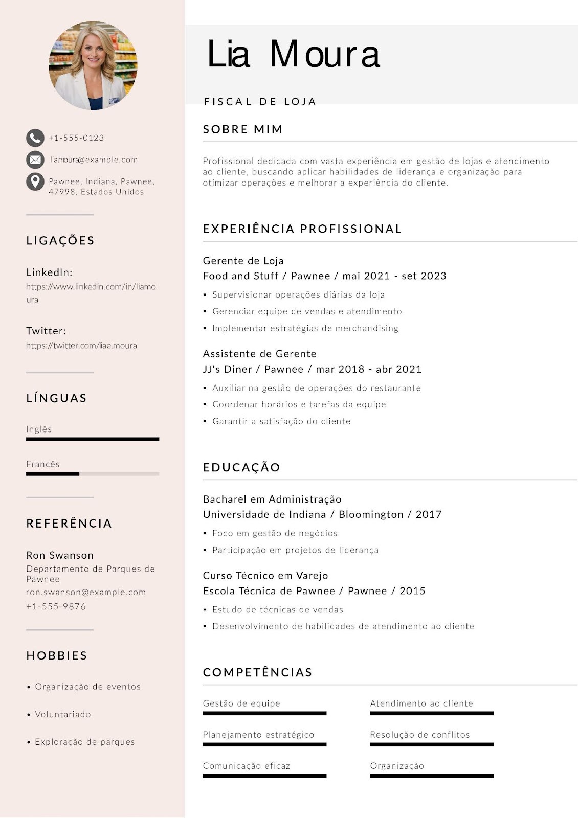 CV de fiscal de loja de supermercado