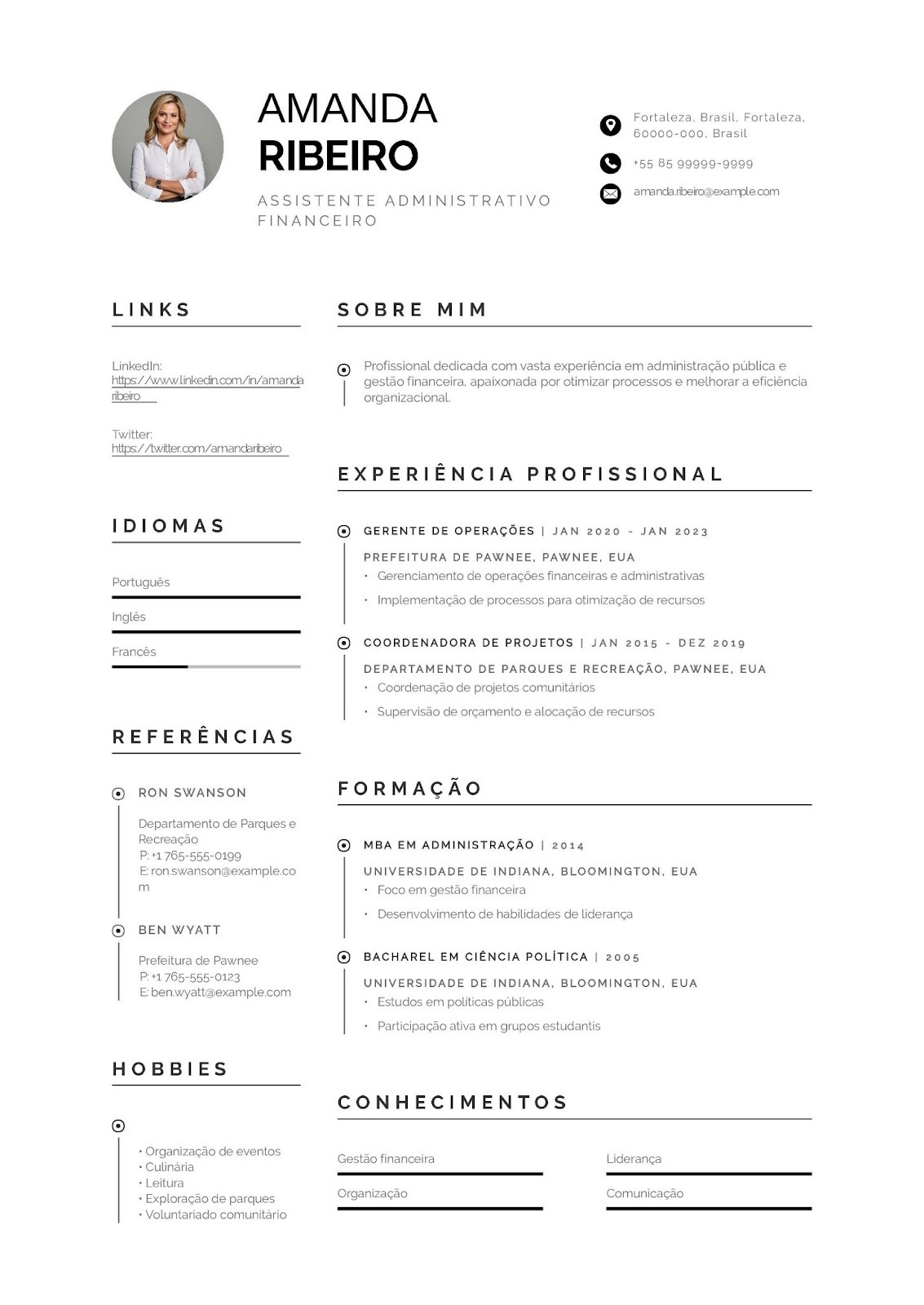 Modelo de CV para assistente administrativo financeiro