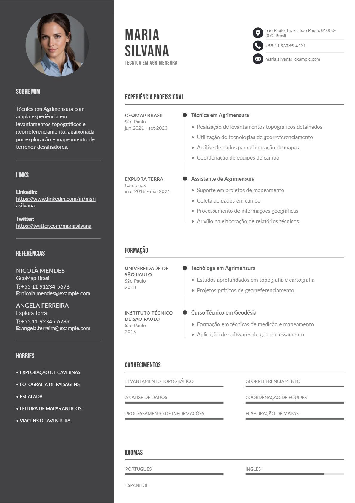 Currículo de agrimensor de nível técnico