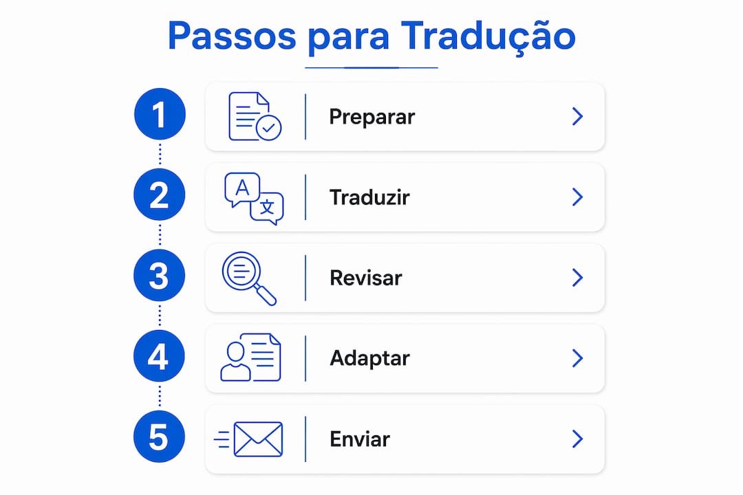 Infográfico: passo a passo para adaptar seu currículo para outro idioma