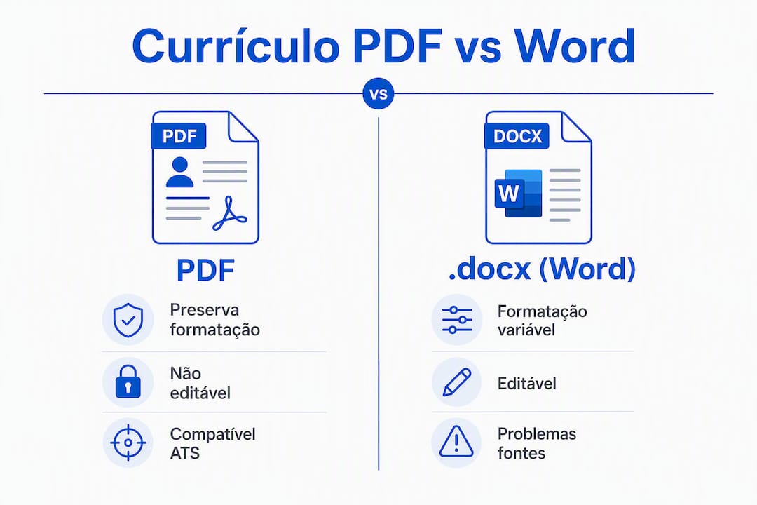 Infográfico: principais diferenças entre currículos em PDF e Word