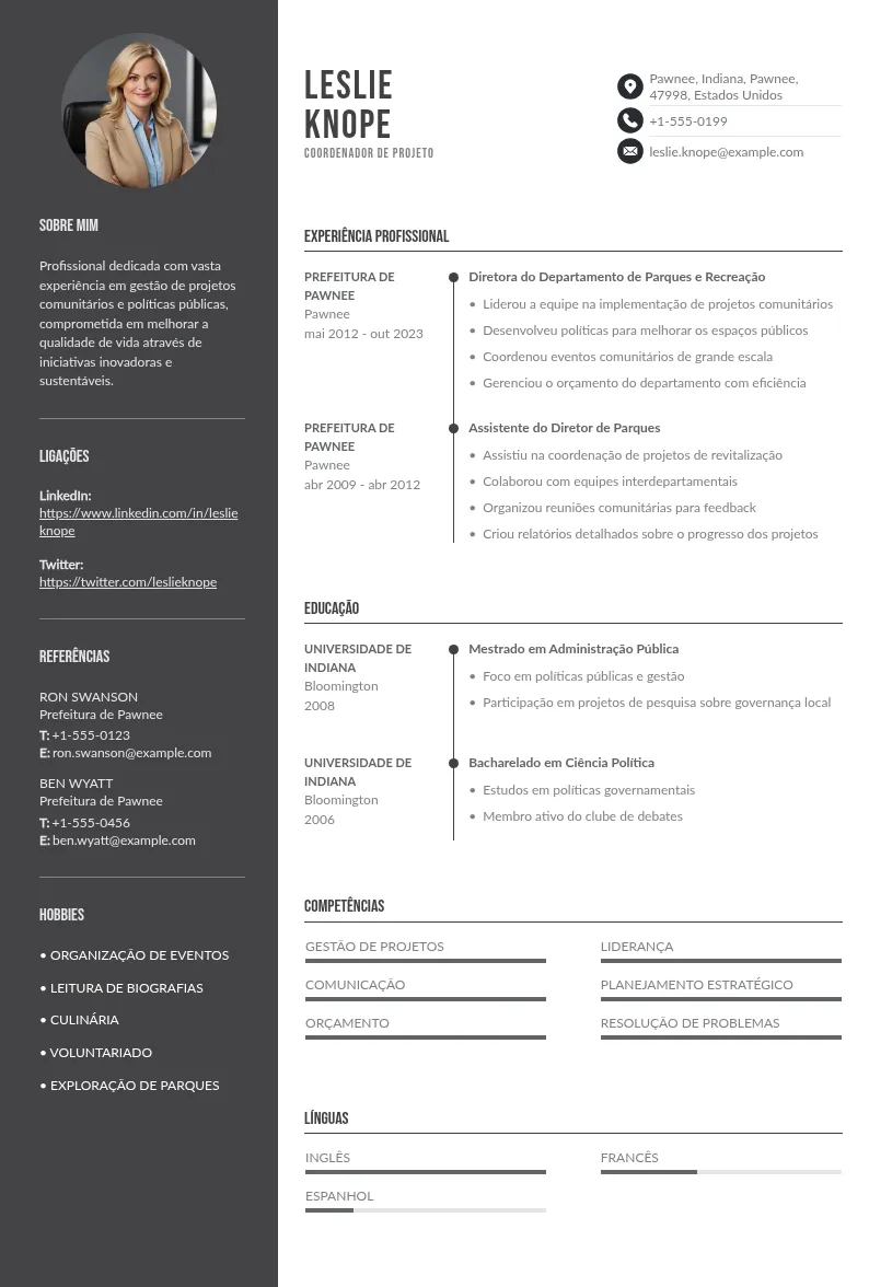 4 modelos de CV de coordenador de projeto + fórmula SCOPO