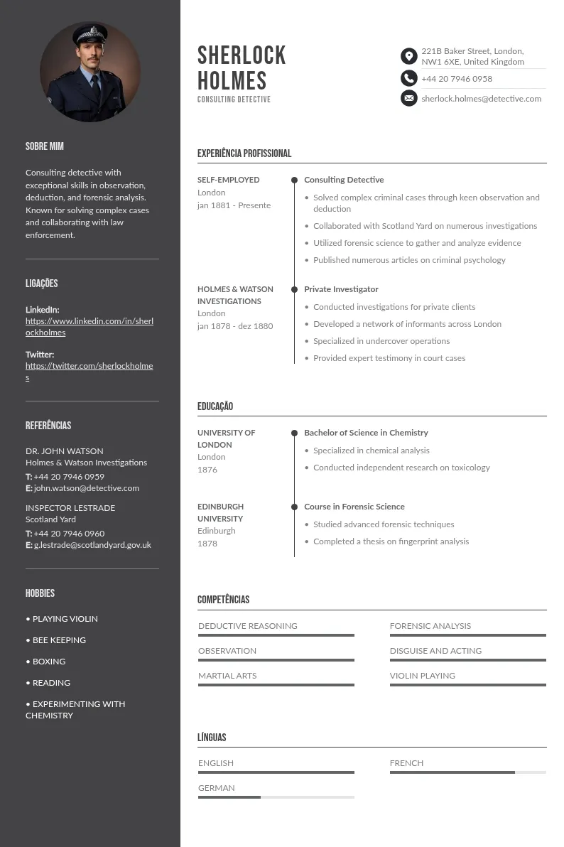 Os 4 modelos de CV de policial mais competitivos do mercado