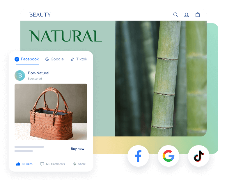 SHOPLINE Smart Ads help you to to promote your brand on Facebook, Google and TikTok.