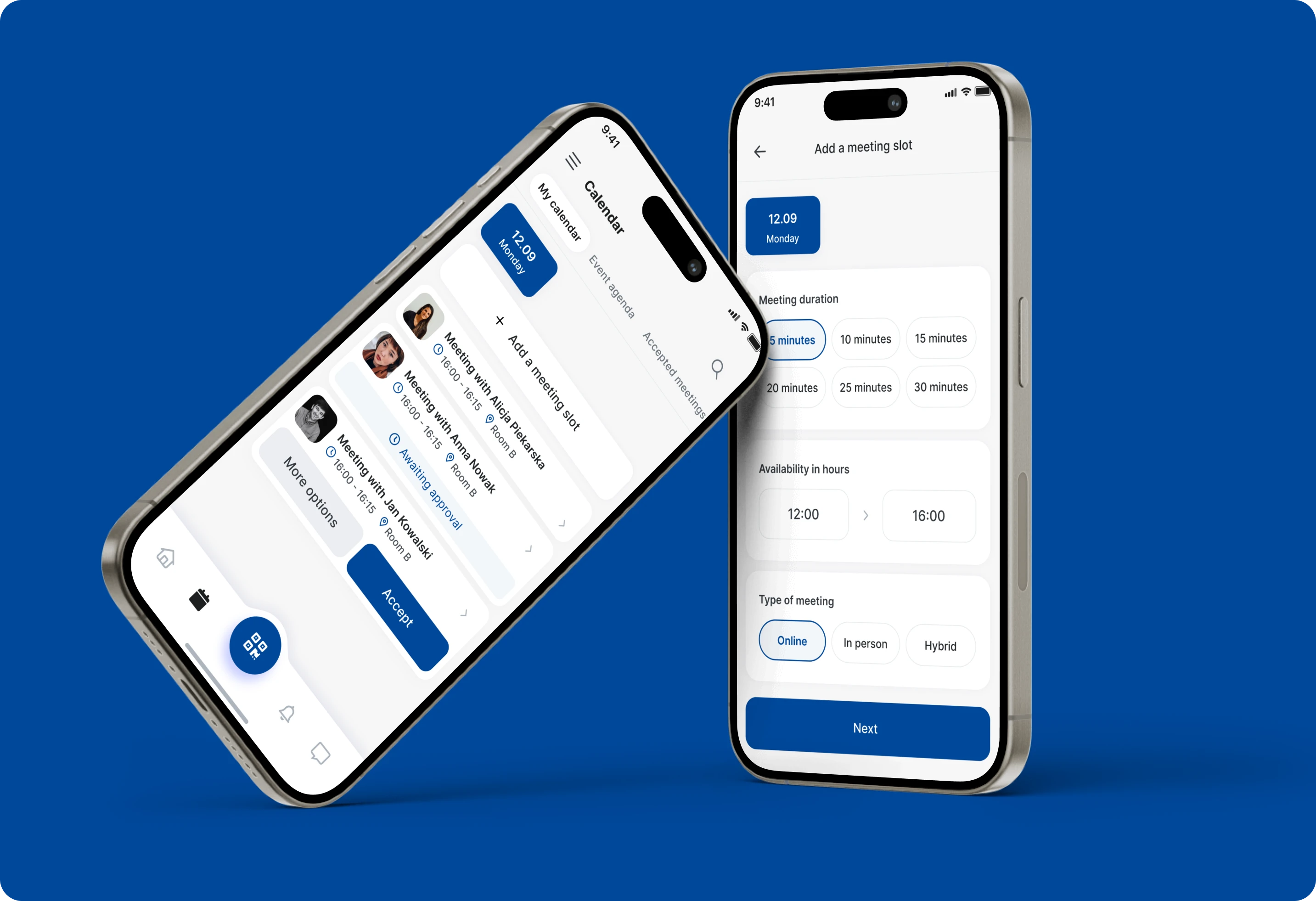 Scheduling networking meetings in the Gridaly Mobile App
