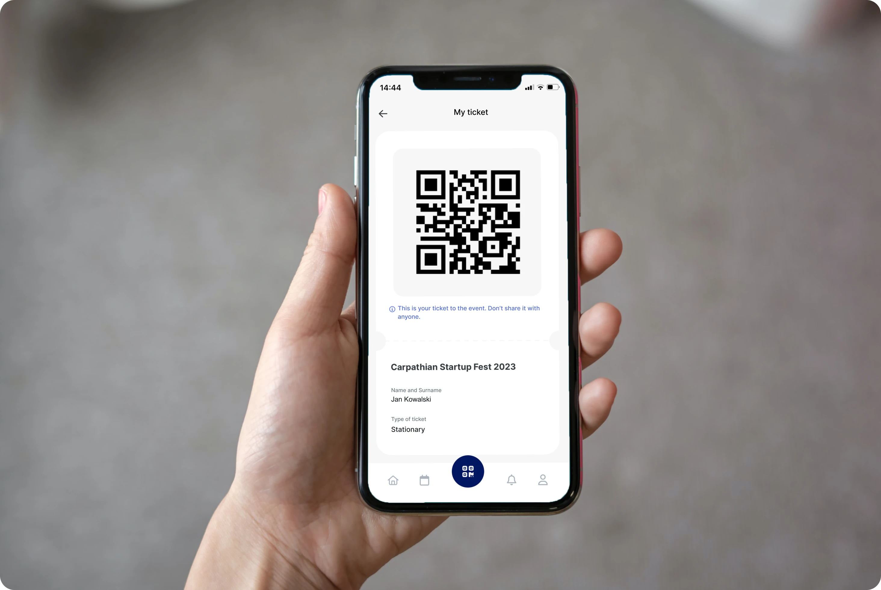 Attendee ticket with a unique QR code