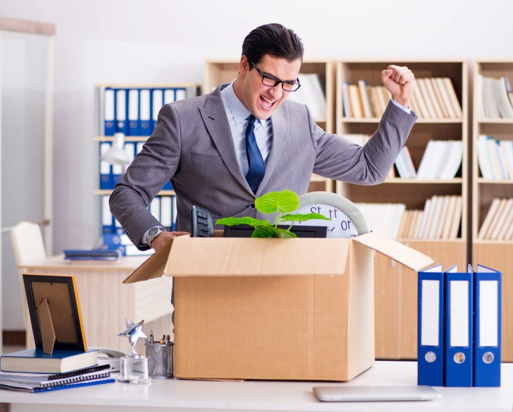 employee after getting help from a Corporate Moving Company