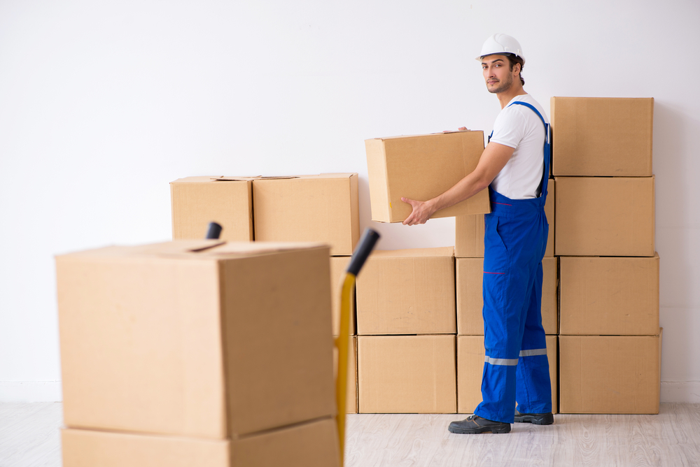 The young male professional mover doing home relocation