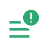 Icon of three horizontal lines with an exclamation mark in a circle above the top line.
