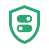 Green shield icon with a connected nodes network symbol inside, representing security or permissions.