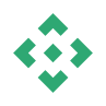 Green geometric abstract logo with four arrow-like shapes pointing outward.