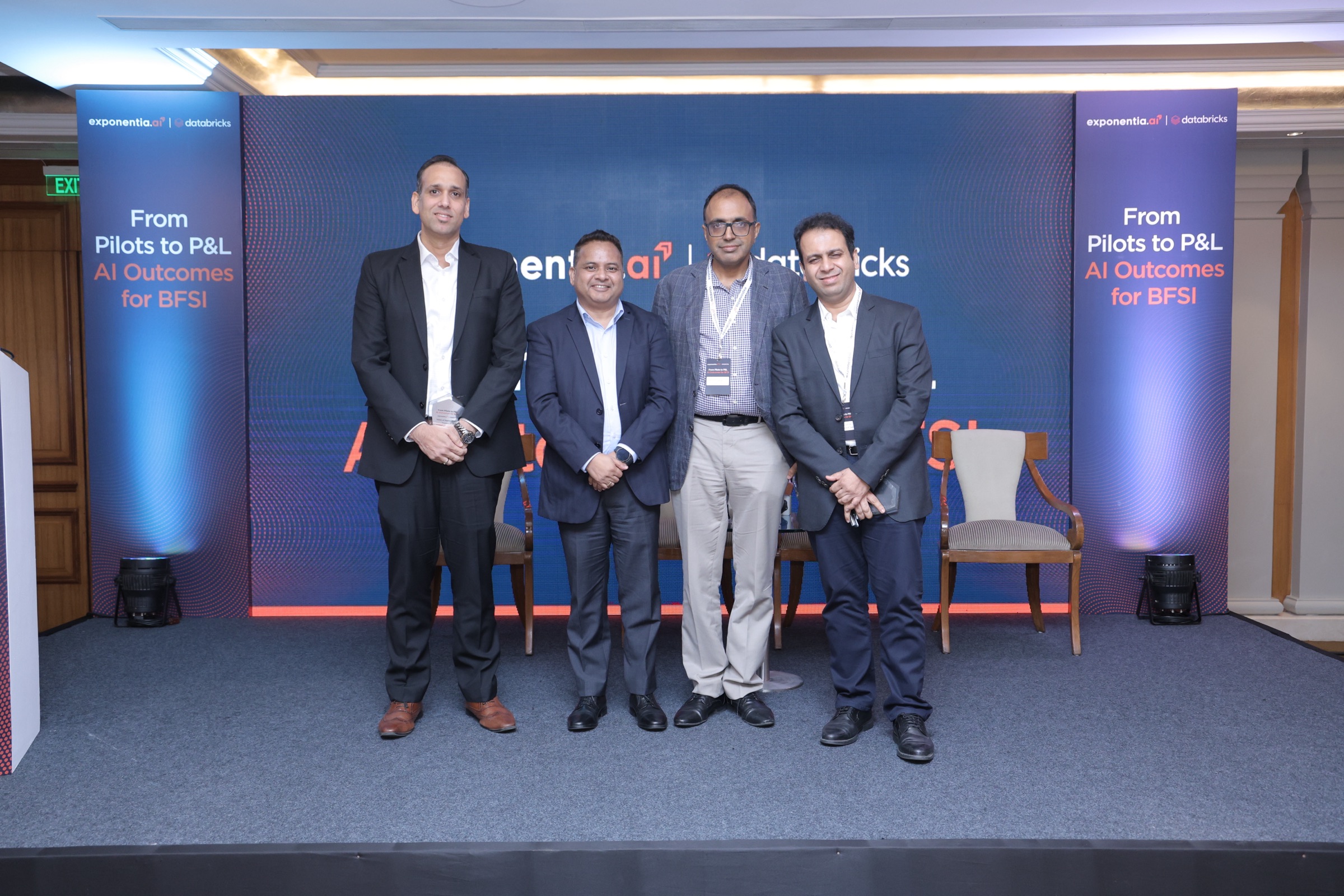 Panel speakers at the Exponentia.ai and Databricks event, From Pilots to P&L: AI Outcomes for BFSI