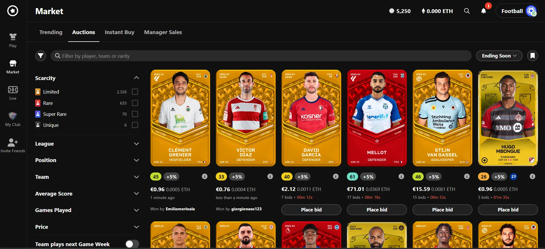 sorare, nft, football, blockchain, crypto, play2earn