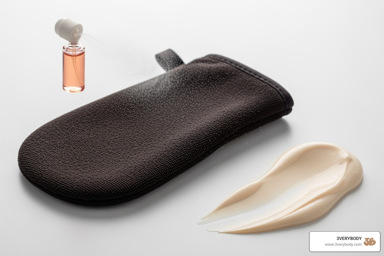 tanning mitt with a light spritz of tinted tanning water next to a dollop of traditional lotion - self tanning lotion tanning mitt with a light spritz of tinted tanning water next to a dollop of traditional lotion - self tanning lotion